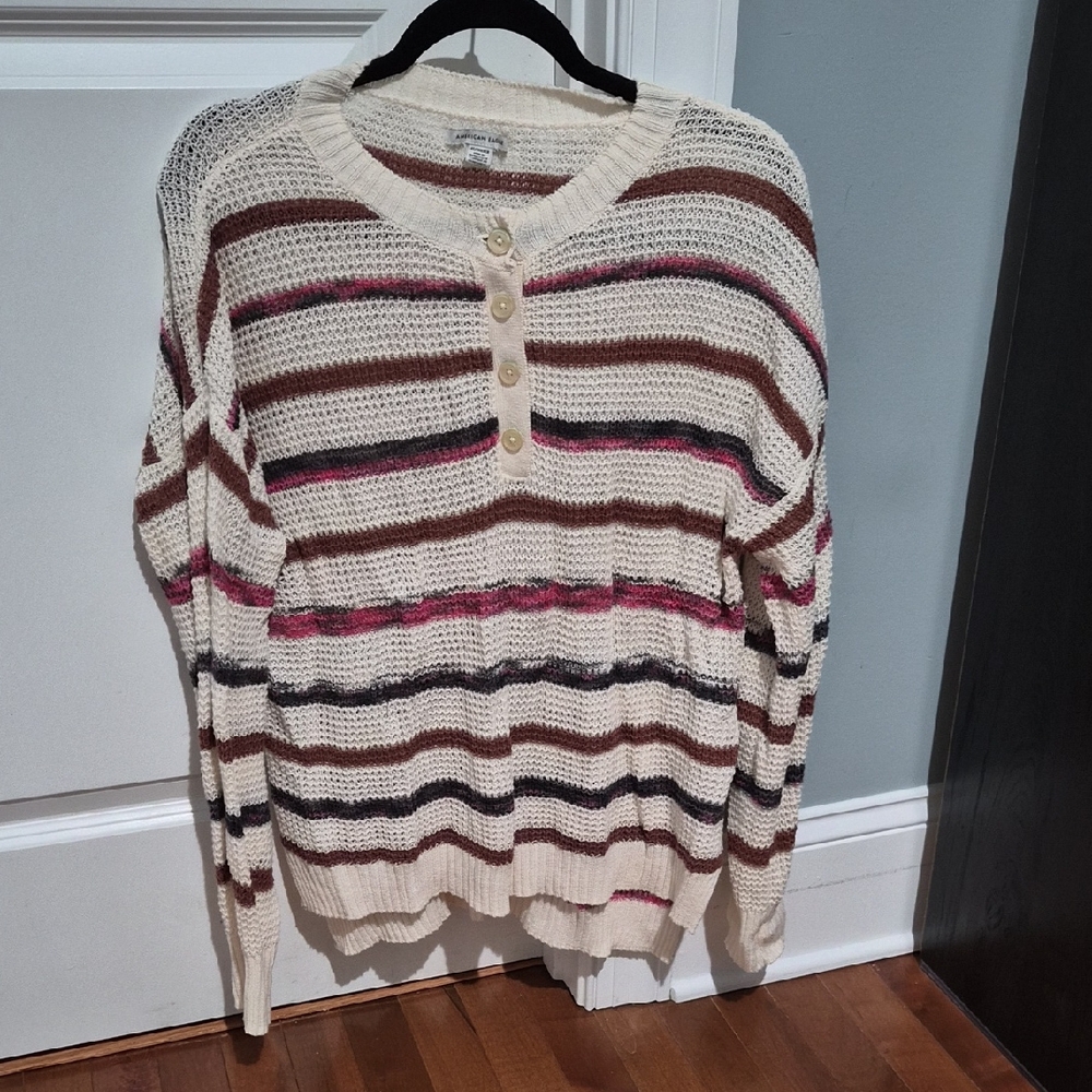 Striped Cream and Brown Women's Sweater